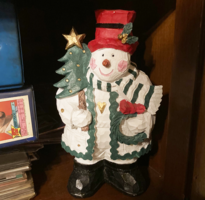 Wooden Snowman Figurine